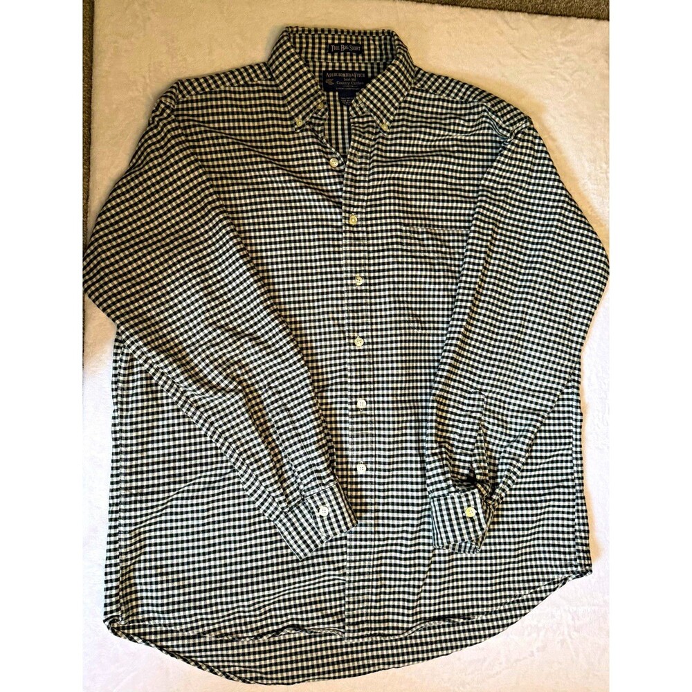 Abercrombie & Fitch The Big Shirt Men's M Cotton Check Button-Up LS Point Collar